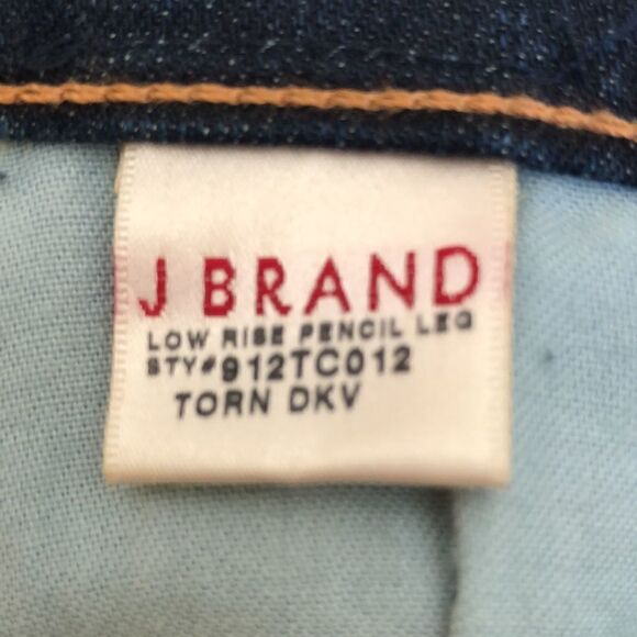 J Brand low rise Torn Dark Vintage Jeans distressed on front, whiskering 29 Nice - Picture 11 of 13